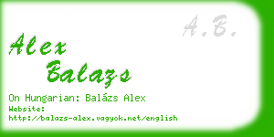alex balazs business card